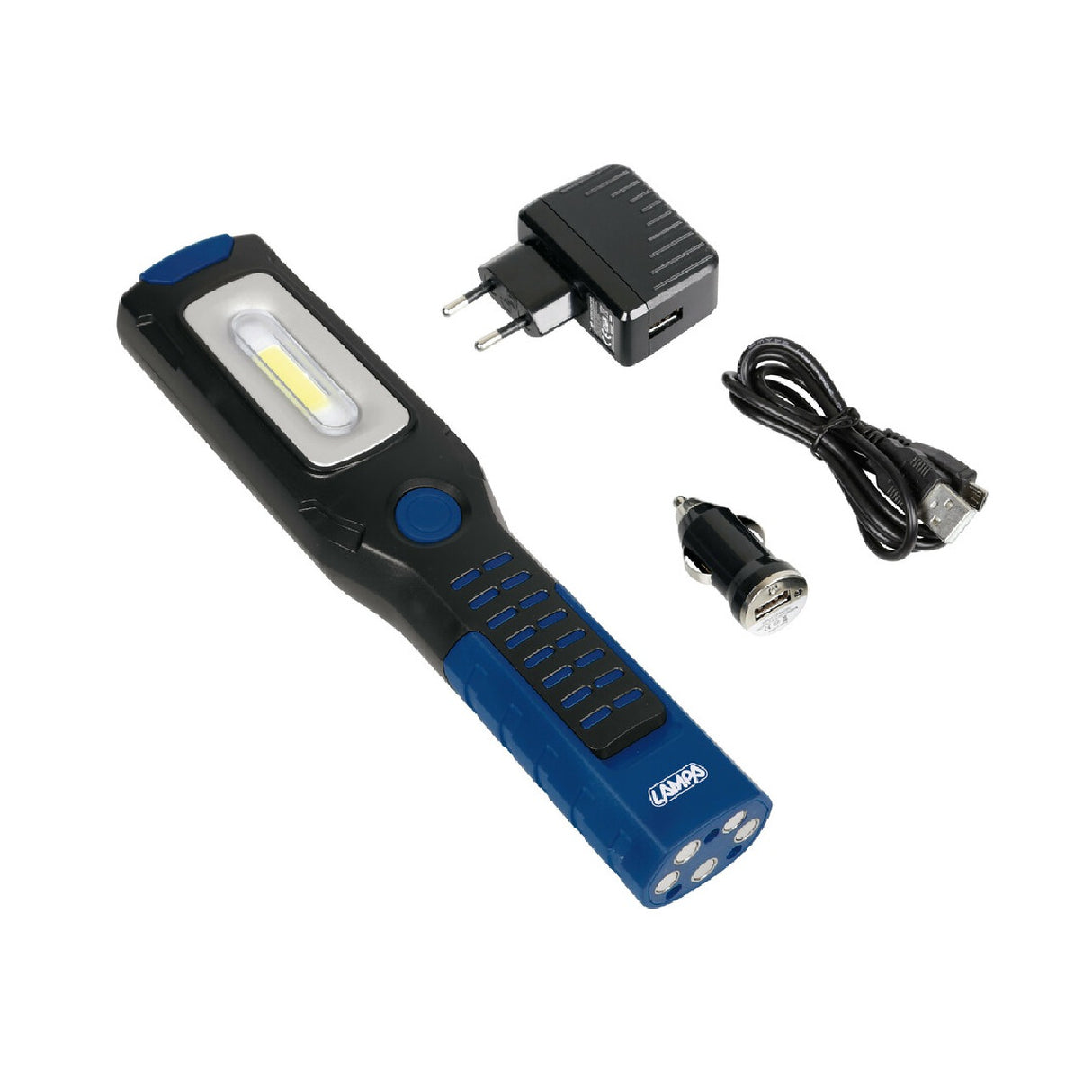 Lampa GL-3, wiederaufladbare COB-LED-Arbeitsleuchte mit Taschenlampe – 12/24/230 V