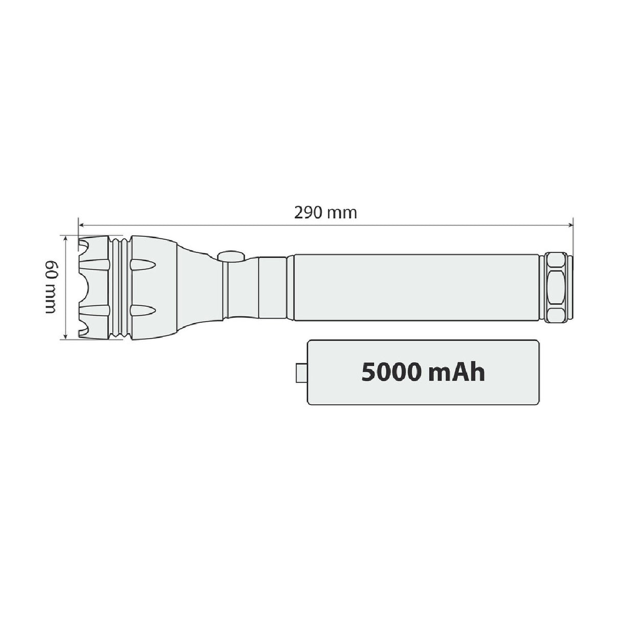 Ranger-Led Flashlight, Rechargeable LED Torch - Maxi - 5000 mAh