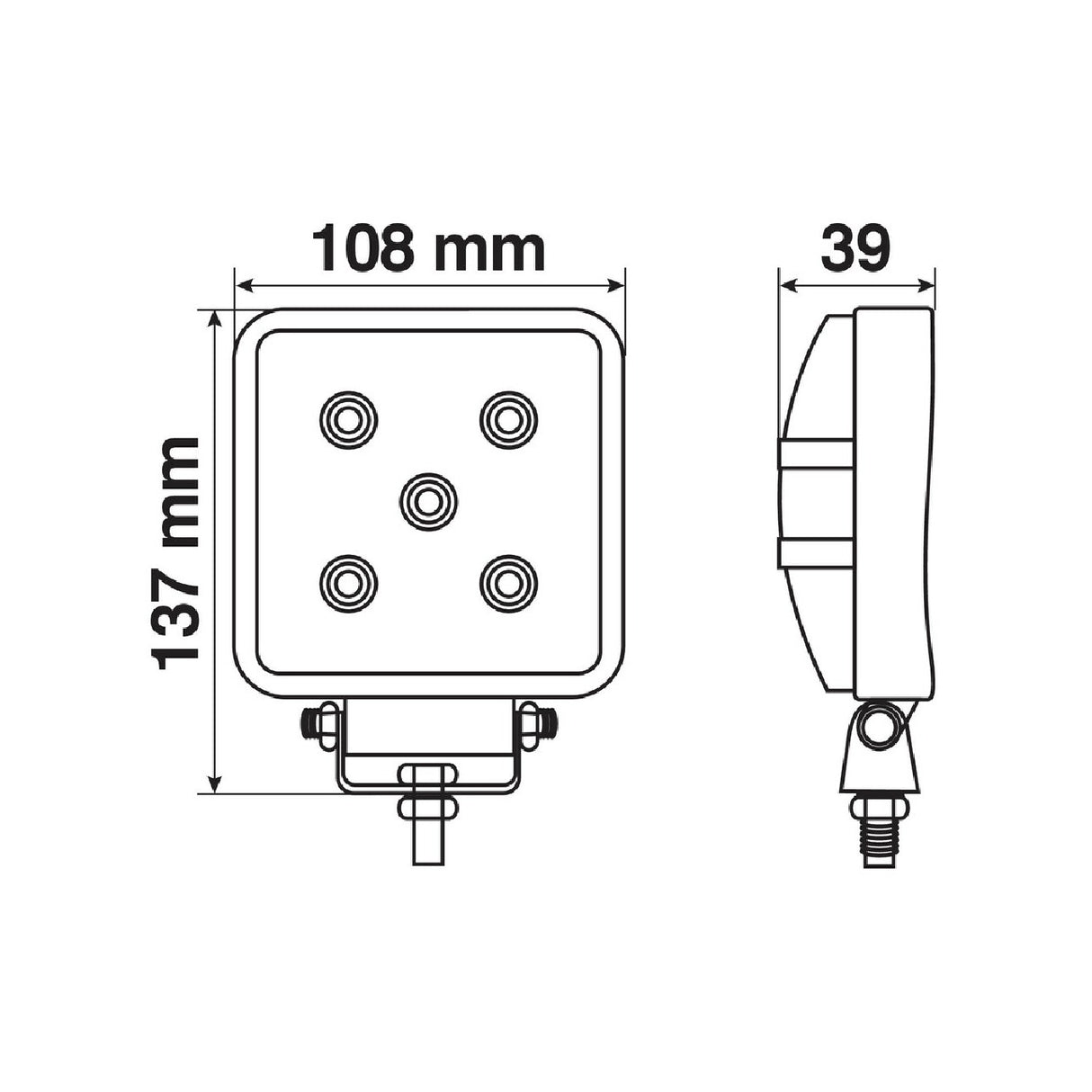 Lampa WL-15, faro ausiliario a 5 Led - 10-30V - Bianco