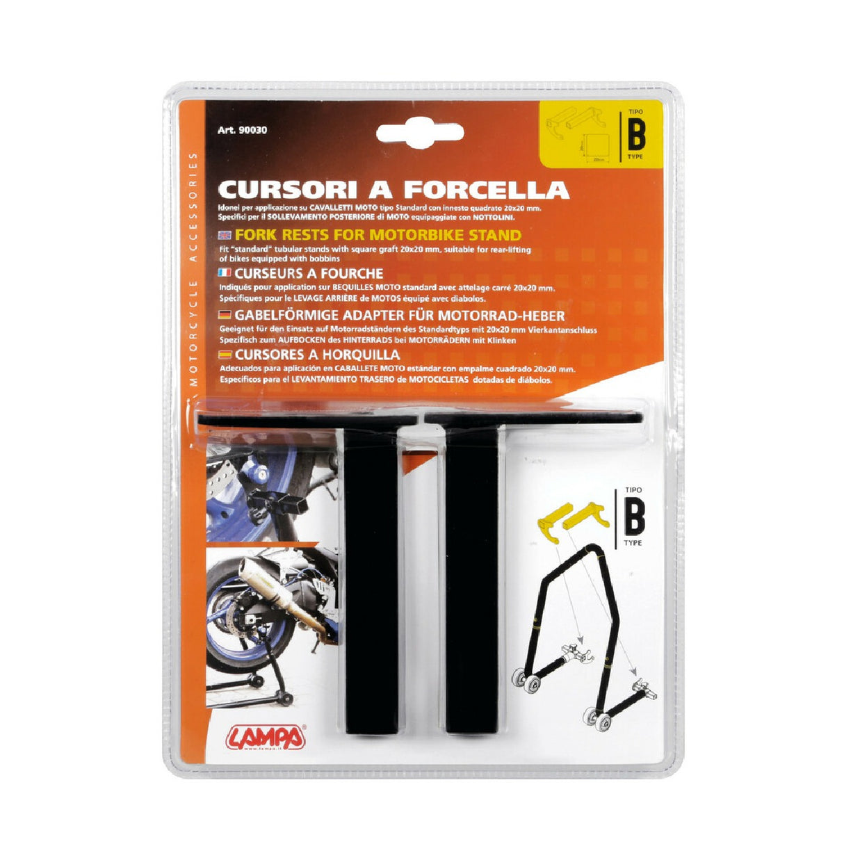 Lampa Cursori a forcella per cavalletto moto posteriore