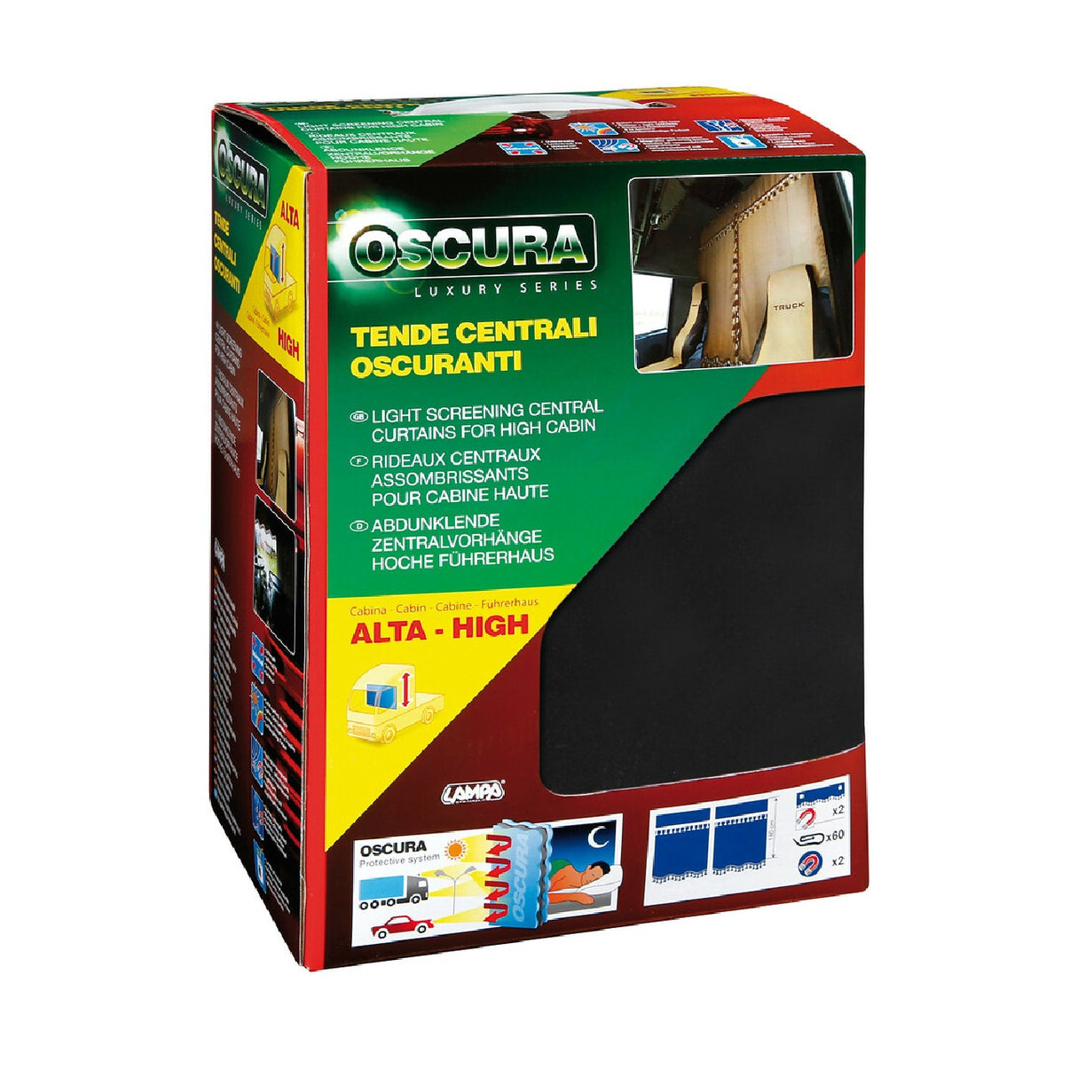 Dunkellampe, mittlere Vorhänge für Lkw, Hochkabine – Schwarz