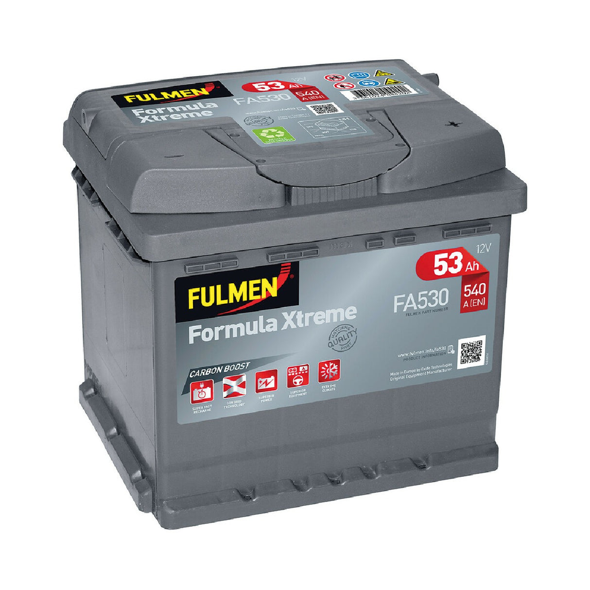 Fulmen FA530 12V Formula Xtreme Car Battery 53 Ah 540 A