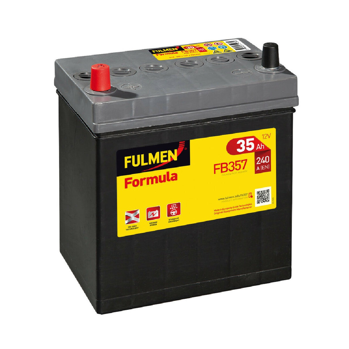 Fulmen FB357 12V Formula Car Battery 35 Ah 240 A
