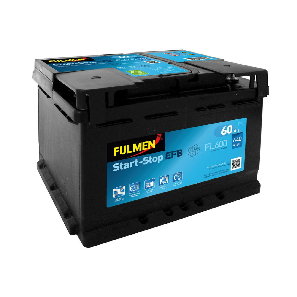Fulmen FL600 Car Battery 12V Start-Stop EFB 60 Ah 640 A