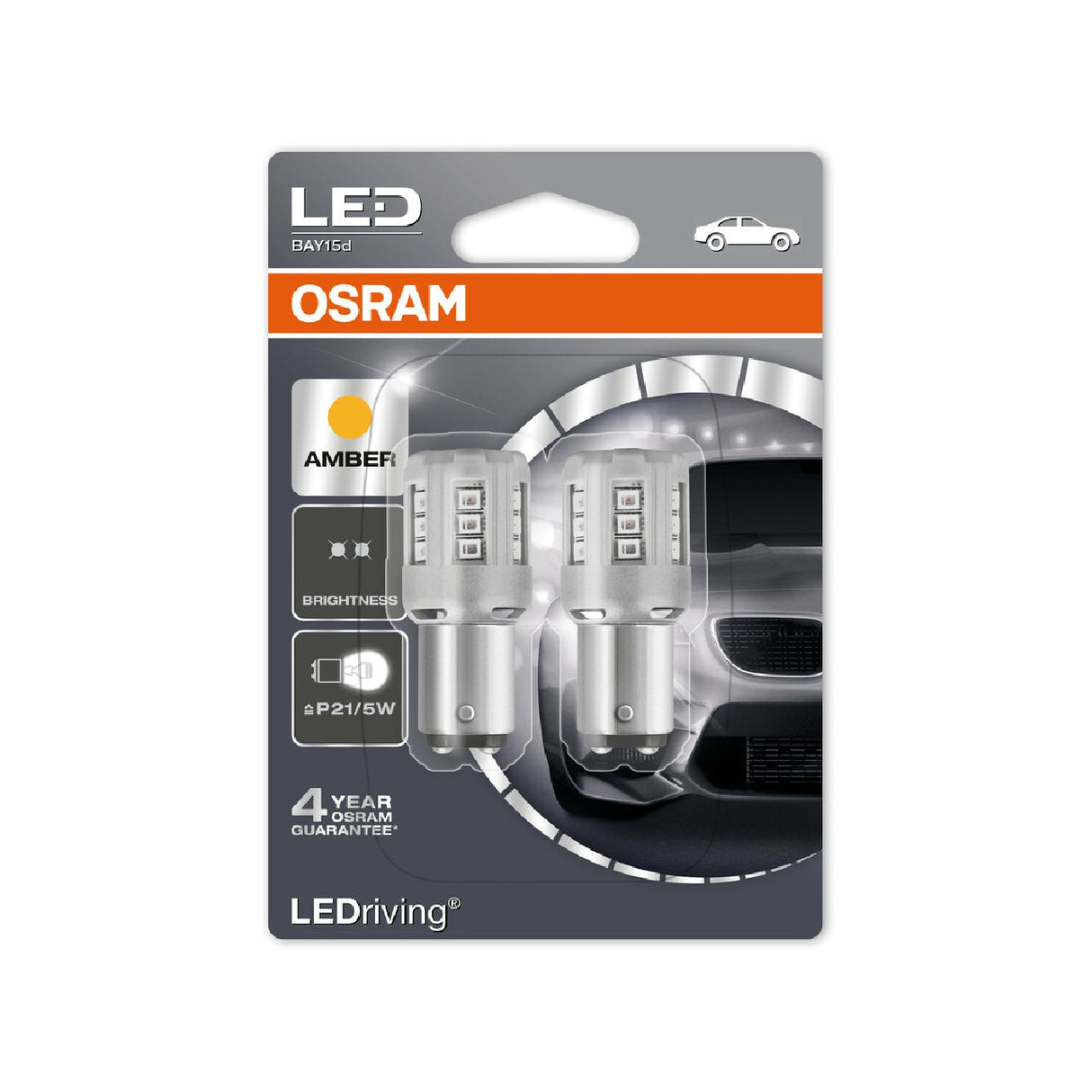 Osram Lampadina LEDriving Retrofit Led std (P21/5W) BAY15d 2 pz Blister Arancio