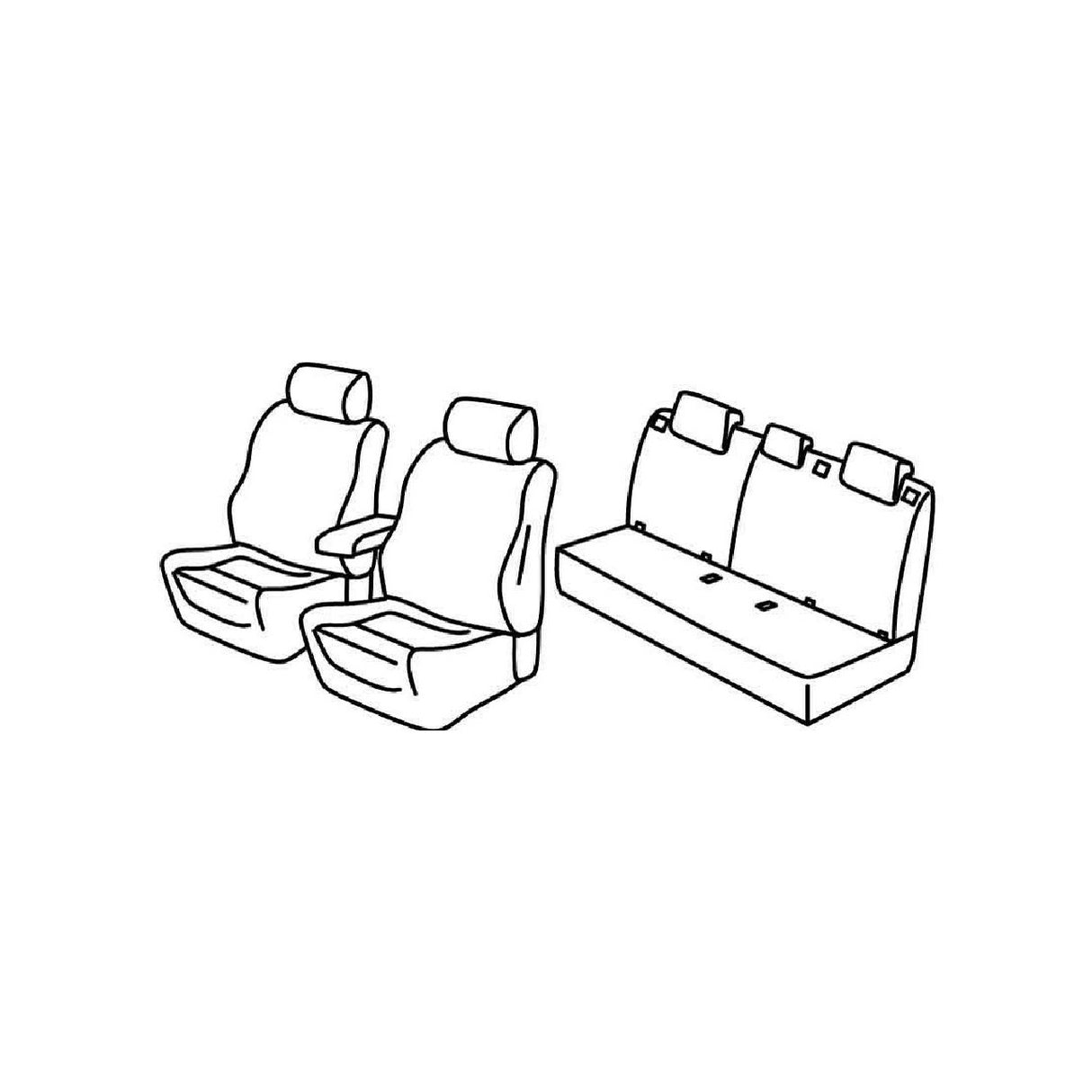 Lamp Superior Seat Cover Set - Black/Grey - Fiat Tipo 5p (05/16>)