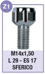 Pernos de rueda antirrobo Cora Serie 4 modelo Z1