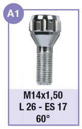 Cora Serie 4 bulloni antifurto per ruote modello A1
