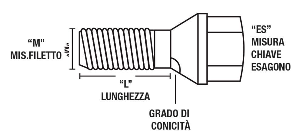 Cora Serie 4 bulloni antifurto per ruote modello A1