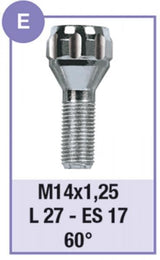 Cora Serie 4 bulloni antifurto per ruote modello E