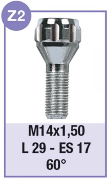 Cora Serie 4 bulloni antifurto per ruote modello Z2