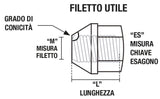 Cora Serie 4 dadi antifurto per ruote modello XY