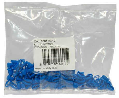 Cora Kit 100 bottoni blu fissaggio targa
