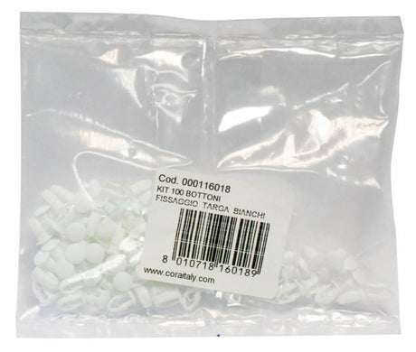 Cora Kit 100 bottoni bianchi fissaggio targa
