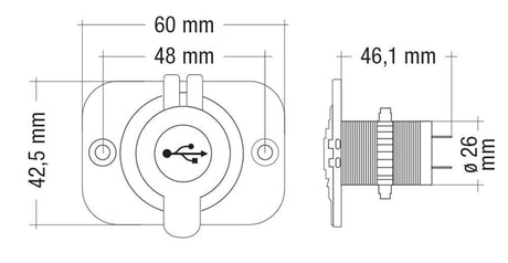 Cora Dual USB Socket 5V/1A - 5V/2.1A