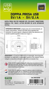 Toma USB doble Cora 5 V/1 A - 5 V/2,1 A