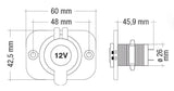 Toma de corriente Cora de 15 A/12 V a 10 A/24 V
