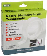 Cinta adhesiva de doble cara de gel transparente Cora de 1 m x 30 mm
