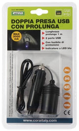 Cora Doppel-USB-Steckdose mit 1 m Verlängerungskabel