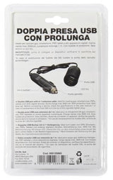 Toma USB doble Cora con cable alargador de 1 m