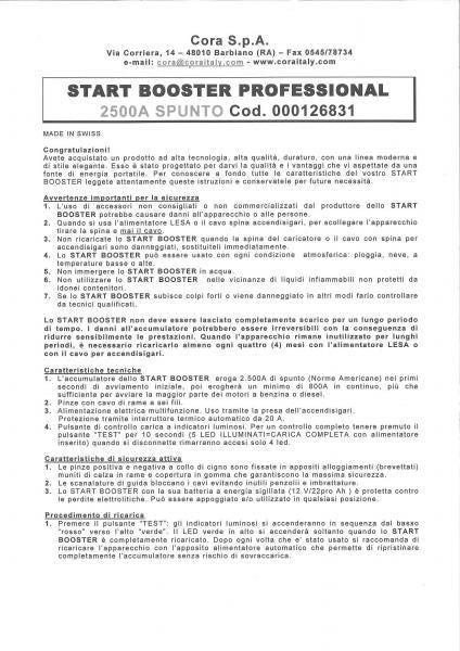 Cora Start Booster P4 Professional 12V 2500A Tragbarer Starthilfe-Booster