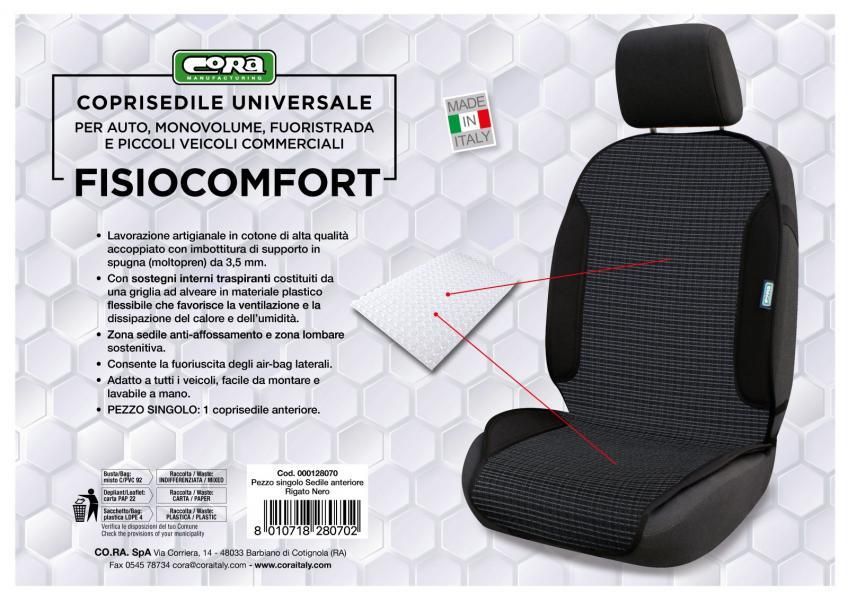 Cora Coprisedile anteriore universale Fisiocomfort tessuto Rigato nero