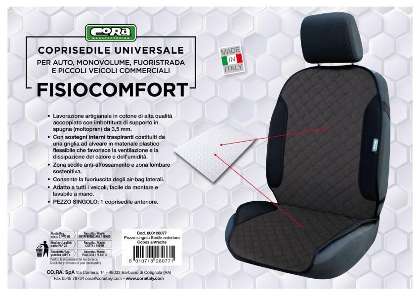 Cora Universal Front Seat Cover Fisiocomfort Copes Fabric Anthracite