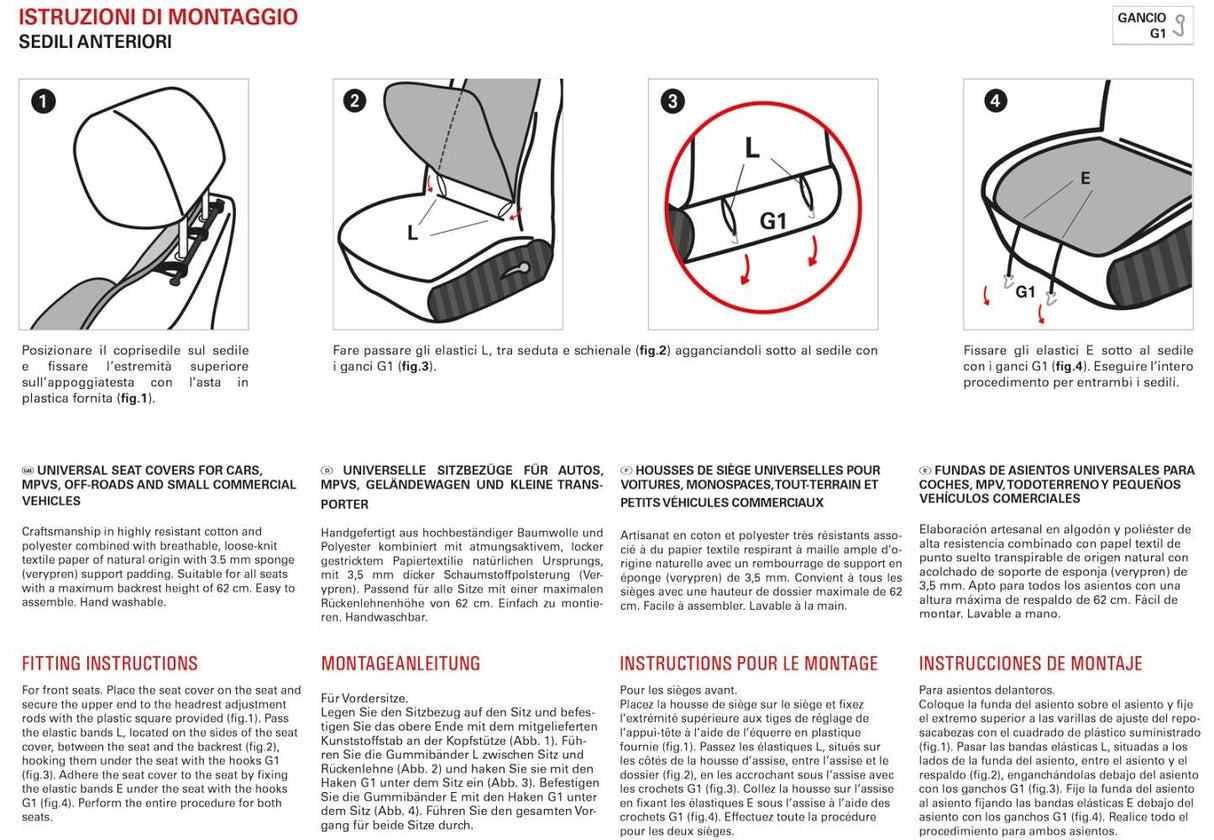 Cora Universal-Vordersitzbezüge Tanga Doppelseitig Gestreift Baumwolle/Papier