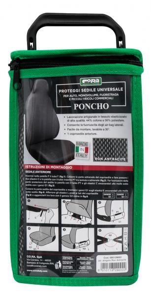 Coprisedile Anteriore Poncho Elasticizzato Misto Cotone Antracite Cora