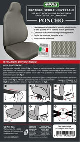 Poncho Cora para asiento delantero, mezcla de algodón elástico, color gris polvoriento