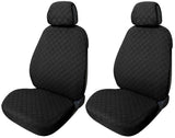 Cora Espresso Deluxe Front Seat Covers, Medium Size, Black Quilted Cotton Fabric