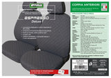 Fundas de asientos delanteros Cora Espresso Deluxe, tamaño mediano, tela de algodón acolchada color antracita