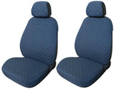 Cora Espresso Deluxe front seat covers, large size, quilted cotton fabric, aviation blue