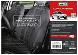 Cora Custom front seat covers Fiat Panda 12> Grey/Lead tartan cotton blend fabric