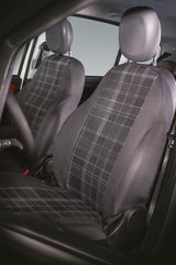 Cora Custom front seat covers Fiat Panda 12> Grey/Lead tartan cotton blend fabric