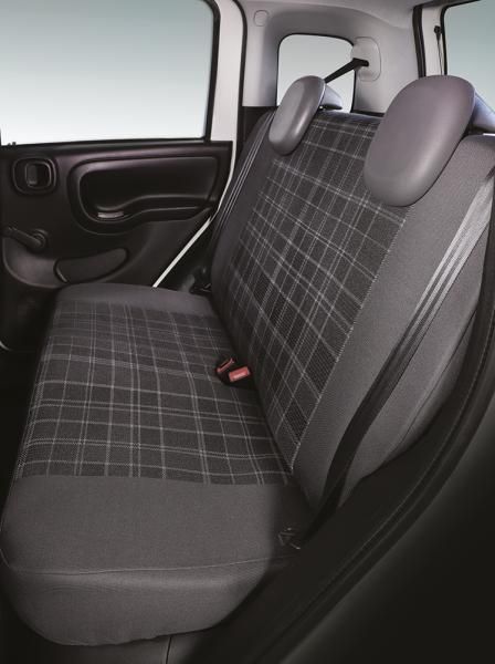 Cora Complete set of custom seat covers for Fiat Panda 12> 4 rear seats, full-length, grey/lead tartan cotton blend fabric