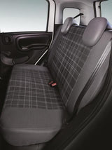 Cora Complete set of custom seat covers for Fiat Panda 12> 4 rear seats, full-length, grey/lead tartan cotton blend fabric