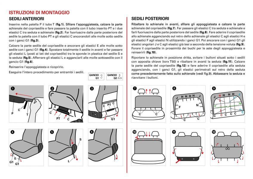 Cora Complete set of custom seat covers for Fiat Panda 12> 4 rear seats, full-length, grey/lead tartan cotton blend fabric