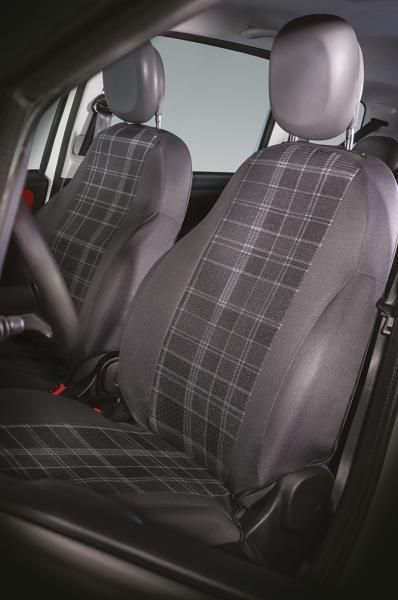 Cora Serie completa coprisedili personalizzati Fiat Panda 12> 5 posti post. intero tessuto misto cotone scozzese grigio/piombo