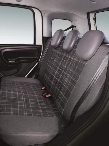 Cora Juego completo de fundas de asiento personalizadas para Fiat Panda 12> 5 plazas traseras, de longitud completa, tejido de mezcla de algodón tartán gris/plomo