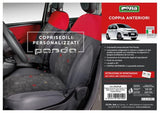 Cora Coprisedili anteriori personalizzati Fiat Panda 12> tessuto misto cotone quadri grigio/rosso