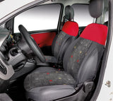 Cora Coprisedili anteriori personalizzati Fiat Panda 12> tessuto misto cotone quadri grigio/rosso