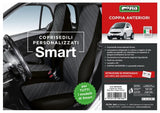 Fundas de asiento delanteras personalizadas Cora para Smart Fortwo, tela de mezcla de algodón gris/negro