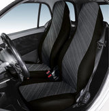 Fundas de asiento delanteras personalizadas Cora para Smart Fortwo, tela de mezcla de algodón gris/negro
