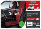 Fundas de asiento delanteras personalizadas Cora para Smart Fortwo, tela de mezcla de algodón rojo y negro