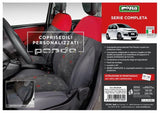 Cora Juego completo de fundas de asientos personalizadas para Fiat Panda 12> 4 plazas traseras, tejido mezcla de algodón, cuadros grises/rojos