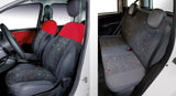 Cora Juego completo de fundas de asientos personalizadas para Fiat Panda 12> 4 plazas traseras, tejido mezcla de algodón, cuadros grises/rojos