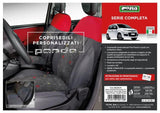 Komplettes Set maßgefertigter Sitzbezüge für Fiat Panda 12 > 5 Sitze Grau/Rot Cora