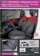 Cora Serie completa coprisedili personalizzati Fiat Panda 12> 5 posti post. divi
