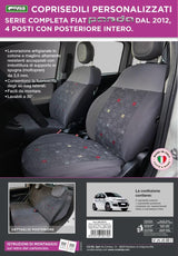 Complete Set of Custom Seat Covers for Fiat Panda 12> 4 Seater, Cora Grey